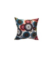 Geometrik Çiçek Baskılı Duck Pamuk Kumaş Krem Kırlent 45*45 cm  - 796