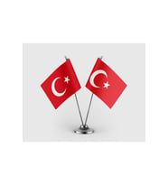 Türkiye Cumhuriyeti Bayrağı İkili Saten Masa Bayrağı Takımı