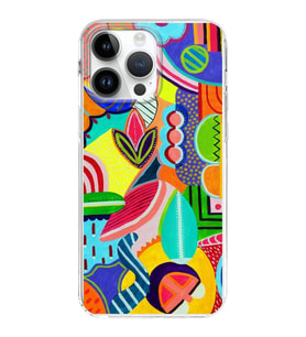 PrintiFy Apple  iPhone 14 Pro ile Uyumlu 1mm Slim Fit Retro Renkler 6 Baskılı Şeffaf  Kılıf
