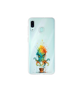 Samsung Galaxy A30 ile uyumlu Splash ahtapot tasarımlı şeffaf silikon kılıf