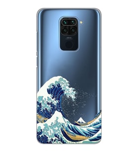 Xiaomi Redmi NOTE 9 Uyumlu Kanagawa Dalga Tasarımlı Şeffaf Telefon Kılıfı