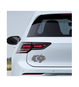 Ay Yıldız Türk Bayrağı Oto Motorsiklet  Araba Sticker Gri 18CM