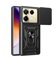Infinix Note 40 Pro Uyumlu Kılıf Magnetik Standlı Kamera Korumalı Zore Sürgülü Vega Kapak (Siyah)