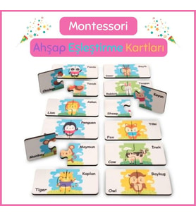 Montessorı Eşleştirme Kartları Puzzle-Aklımda Zeka Oyunları