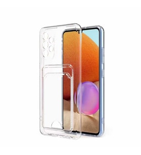 Samsung Galaxy A52 Uyumlu Kılıf Kartlıklı Şeffaf Zore Setra Clear Silikon Kapak (Renksiz)