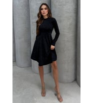 Lesa Wear Yumuşacık Likralı Simli Mini Gece Elbisesi (Siyah)