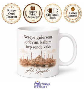 Memleket Temalı İl İlçe Baskılı Kupa Bardak Hemşehri Hediye Porselen Mug