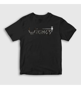 Presmono Unisex Çocuk Siyah Helmet Vikings T-Shirt 221682tt