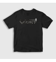 Presmono Unisex Çocuk Siyah Helmet Vikings T-Shirt 221682tt