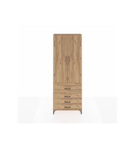 Arges Dolap 3 Raflı 4 Çekmeceli 2 Kapaklı 88x30x243 Çam-Çam