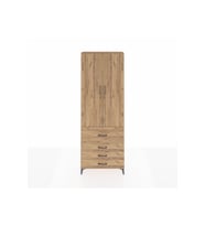 Arges Dolap 3 Raflı 4 Çekmeceli 2 Kapaklı 88x30x243 Çam-Çam