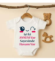 Pia Baby B43 %100 Pamuk İyi ki Annem Var Sayesinde Havam Var Yazılı Tasarlanabilir Bebek Body (Ekru)