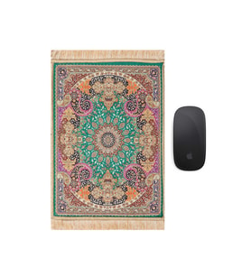 Bursa İpek Yeşil Dekoratif Küçük Halı Mousepad