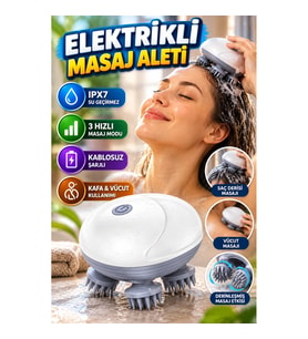 Kablosuz Elektrikli Kafa ve Vücut Masaj Aleti – IPX7 Su Geçirmez, 3 Hızlı