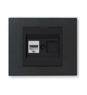 Grano Metalik Cat6 RJ45 Prizi Siyah + Çerçevesiz +jaklı