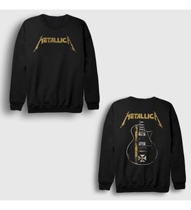 Presmono Unisex Siyah Guitar V2 Metallica Sırt Baskılı Sweatshirt 516813tt