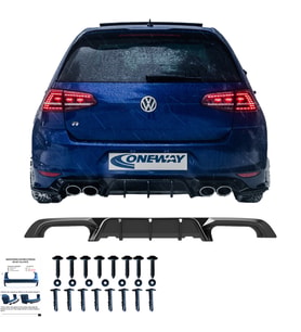VW Golf Mk7 R 2013-2016 Arka Difüzör (Siyah)