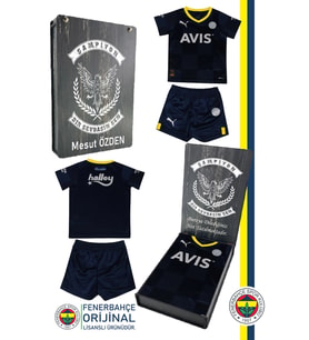 Fenerbahçe Orijinal Mini Lacivert Çocuk Forma Set Kişiye Özel Ahşap Kutulu