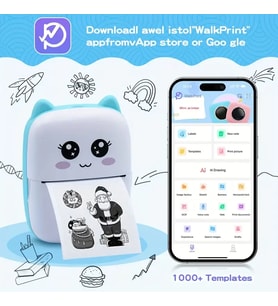 Taşınabilir Yazıcı, Mini Cep Kablosuz Termal Yazıcı Android iOS Akıllı Telefonlar için Uygun, BT Mürekkepsiz Baskı, Etiketler, Fişler, Fotoğraflar, Notlar, Öğrenme (5690)