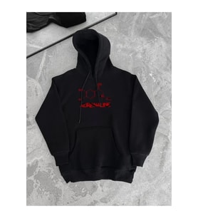 Kışlık Uzun Kol Kapüşonlu SweatShirt - Siyah