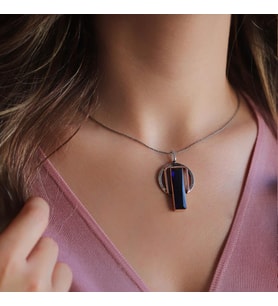 Kök Safir Taşlı 925 Ayar Gümüş Otantik Tasarım Kolye