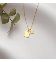 Kişiye Özel 925 Ayar Gümüş Mini Plaka Yıldız Charmlı Harf Kolye (Gold)