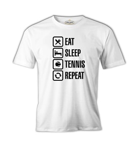 Tenis - Eat Sleep Tennis Beyaz Erkek Tshirt