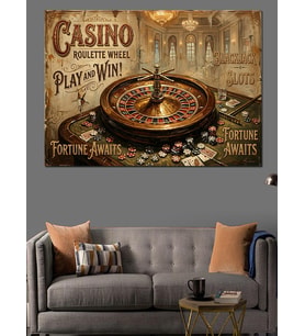 Casino Play To Win Rulet Dekoratif Kanvas - Mdf Ahşap Tablo
