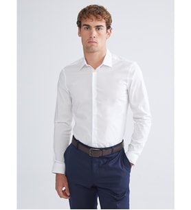 LCW BUSINESS Beyaz Ekstra Slim Fit Uzun Kollu Gabardin Erkek Gömlek