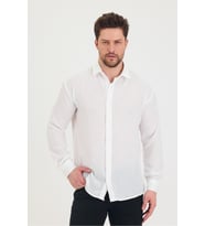 Erkek Slim Fit Dar Kalıp Uzun Kol Pamuklu Keten Efekt Gömlek