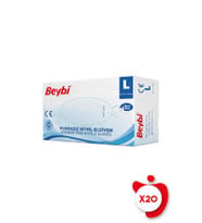 Beybi L (Large) Pudrasız Mavi Nitril Muayene Eldiveni 20 Paket (1 Koli)