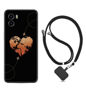Vivo Y15S Y32 Y33S Y51 Y53S Kılıf Boyun Askılı Silikon Plane Heart 1721