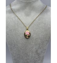 Çelik Çıtır Pembe Çiçek Kolye - 25-ctr297