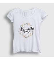 Presmono Kadın Beyaz Namaste Meditasyon Hediye Yoga T-Shirt 512763tt