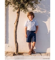 LCW Kids Petrol Beli Lastikli Keten Karışımlı Erkek Çocuk Şort