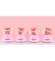 Ayıcıklı Işıklı Kar Küresi 7 Cm (Krem)