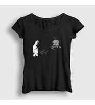 Presmono Kadın Siyah İmza Queen Freddie Mercury T-Shirt 34347tt