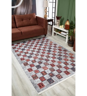 Dijital Kaymaz Yıkanabilir Krem Geometrik Salon Halısı Mutfak Halısı Koridor Halısı Yolluk HLN1570