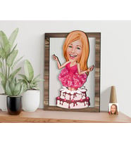 BK Gift Kişiye Özel Kadın Doğum Günü Karikatürlü 3D Ahşap Tablo, Sevgiliye Hediye, Arkadaşa Hediye, Yıl Dönümü Hediyesi, Doğum Günü Hediyesi-1