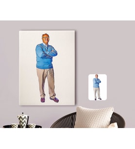 BK Gift Kişiye Özel Tam Boy Büyükbaba Karikatürlü Kanvas Tablo 70x100cm-1