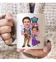 Prenses Kız ve Babası Karikatürlü Kupa Bardak