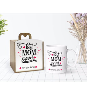 BK Gift Kişiye Özel Ahşap Kutuda Anneler Günü Temalı En İyi Anne Tasarımlı Beyaz Kupa Bardak-4