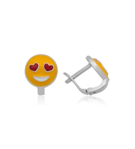 Gümüş Kalp Gözlü Emoji Çocuk Küpesi CSR2182454
