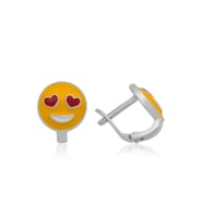 Gümüş Kalp Gözlü Emoji Çocuk Küpesi CSR2182454