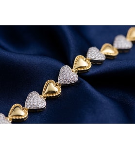 Xuping Taşlı Kalpli Bileklik 14K Gold