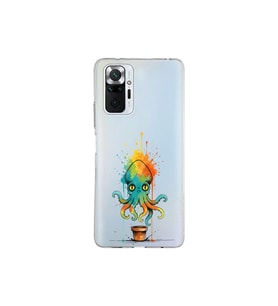 Xiaomi Redmi Note 10 Pro ile uyumlu Splash ahtapot tasarımlı şeffaf silikon kılıf