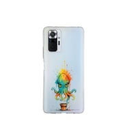 Xiaomi Redmi Note 10 Pro ile uyumlu Splash ahtapot tasarımlı şeffaf silikon kılıf