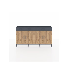 Arges Konsol 4 Raflı 3 Çekmeceli 4 Kapaklı 176x30x99 Antrasit-Çam/Antrasit