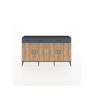 Arges Konsol 4 Raflı 3 Çekmeceli 4 Kapaklı 176x30x99 Antrasit-Çam/Antrasit