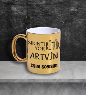 Artvin Temalı Kişiye Özel İsim ve/veya Fotoğraflı Kupa Bardak No:X025-08 (Gold)